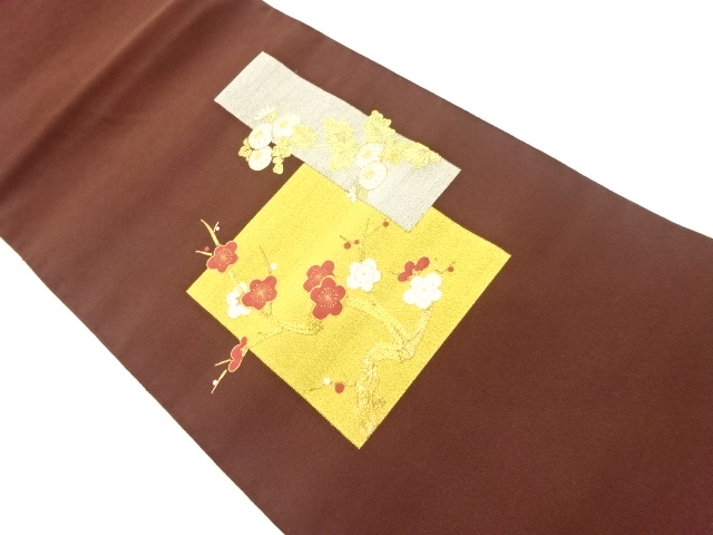 JAPANESE NAGOYA OBI / EMBROIDERY / SHIKISHI PATTERN